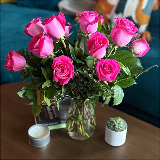 Long Stem Pink Rose Bouquet – DIANA'S FLOWERS AND GIFTS, Aurora CO